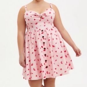 Torrid Watermelon Babydoll Dress tie front top 6XL